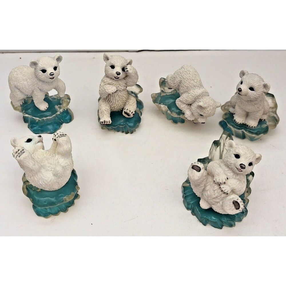 Vtg Hamilton Collection Polar Playmates Bear Figurines Set of 6 Michael Adams